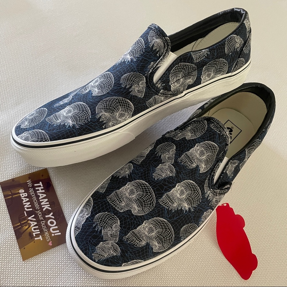 Vans Classic Slip-On Wireframe Skulls Dark Blue - Picture 9 of 9